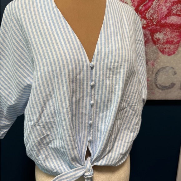 Buddy Love Blue Striped Button-Down Women's Top S - Picture 9 of 9